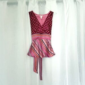 ✿ ⋆｡ Y2K Vintage Old Navy Silk Polka Dot Wrap Top ⋆｡✿